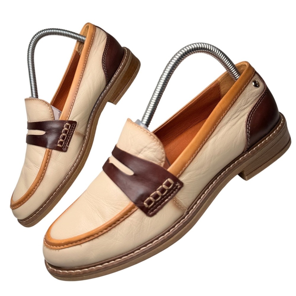 Pikolinos Aldaya Marfil Leather Penny Loafers Womens 39 US 8.5